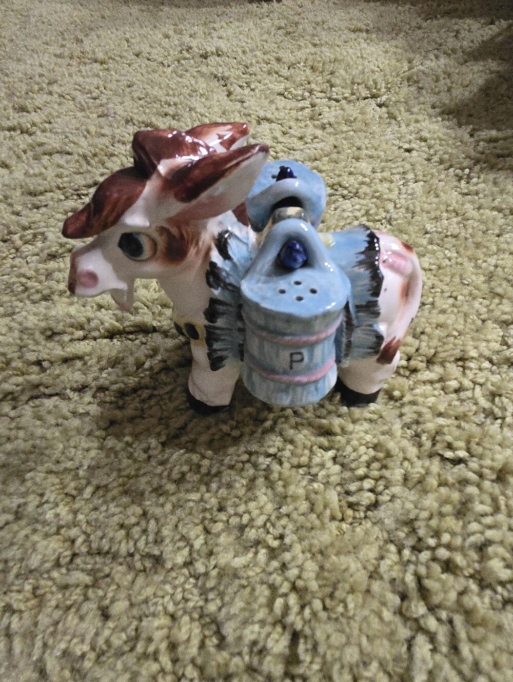 Vintage Japanese Hand Painted Donkey Salt & Pepper Shaker Set